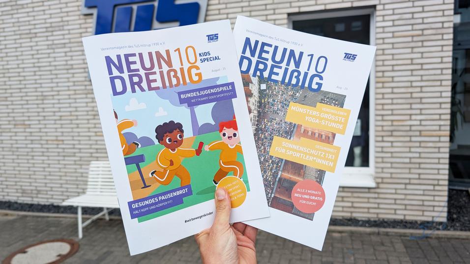 Cover zweier TuS Hiltrup-Vereinsmagazine